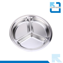 Stainless Steel Round Shape Food Tray /School Deep Dinner Plates